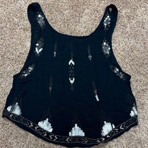 Free People Black Sequin Tank Top